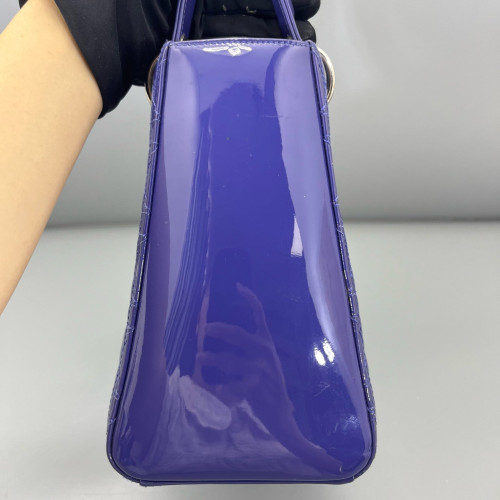 Dior Medium Lady Dior Patent Calfskin Purple Blue