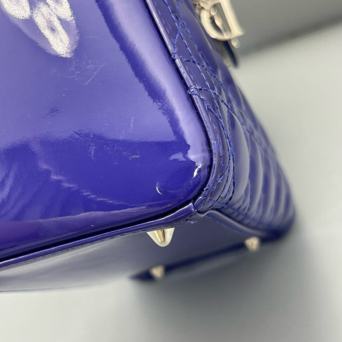 Dior Medium Lady Dior Patent Calfskin Purple Blue