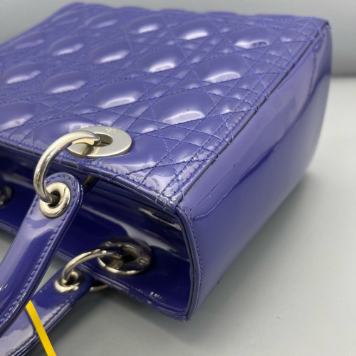 Dior Medium Lady Dior Patent Calfskin Purple Blue