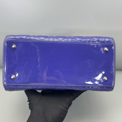 Dior Medium Lady Dior Patent Calfskin Purple Blue