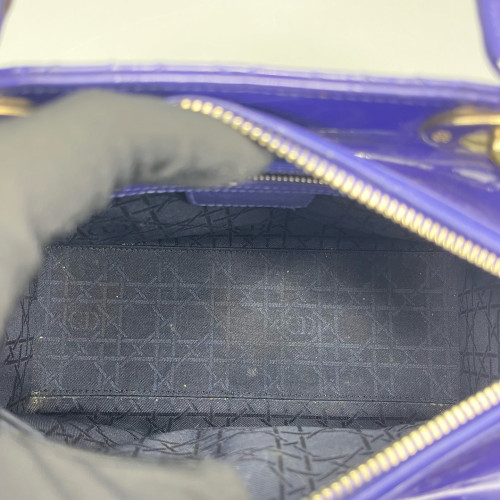 Dior Medium Lady Dior Patent Calfskin Purple Blue