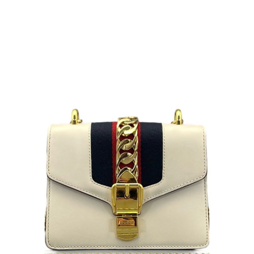 Gucci Mini Sylvie Shoulder Bag Calfskin White