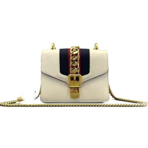 Gucci Mini Sylvie Shoulder Bag Calfskin White