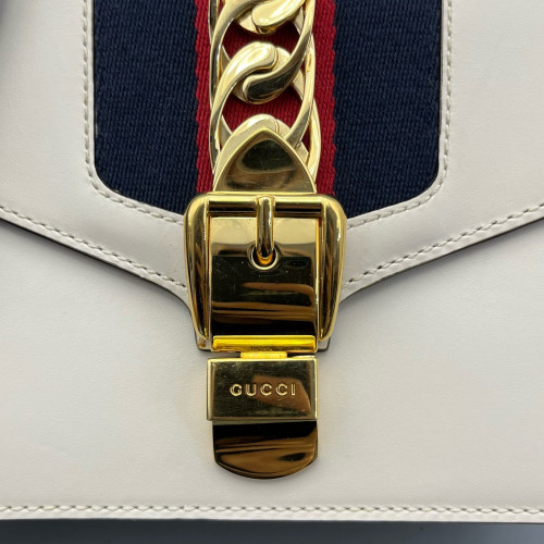 Gucci Mini Sylvie Shoulder Bag Calfskin White
