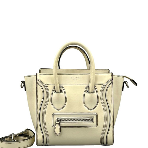 Celine Nano Luggage Calfskin White