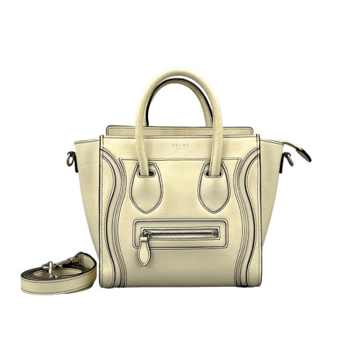 Celine Nano Luggage Calfskin White