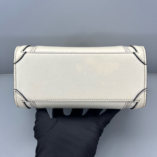 Celine Nano Luggage Calfskin White