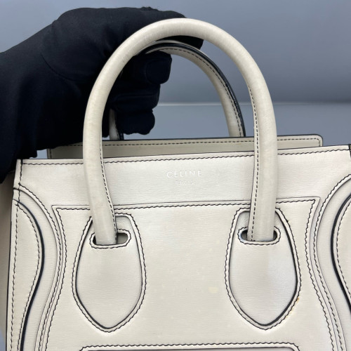Celine Nano Luggage Calfskin White