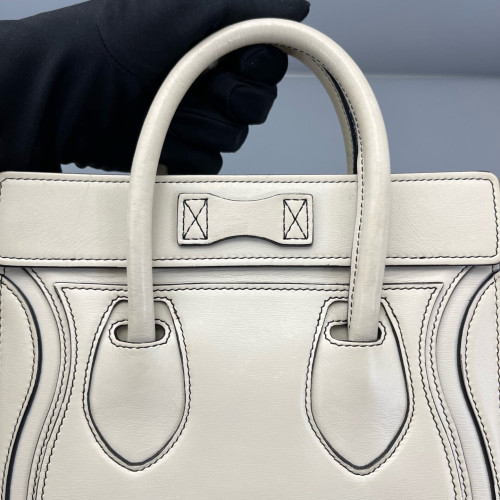 Celine Nano Luggage Calfskin White