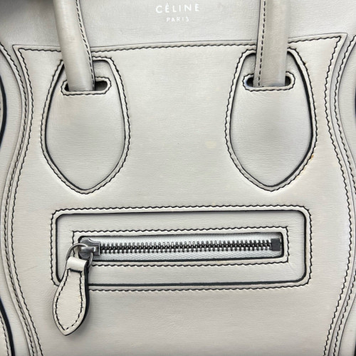 Celine Nano Luggage Calfskin White