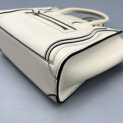 Celine Nano Luggage Calfskin White