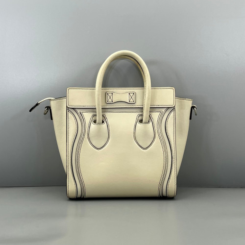 Celine Nano Luggage Calfskin White