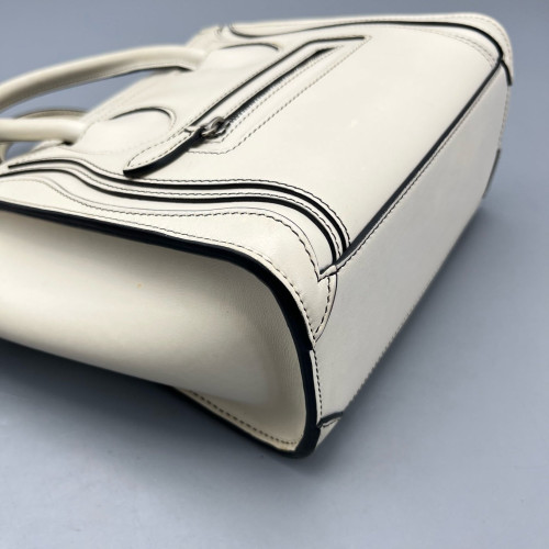 Celine Nano Luggage Calfskin White