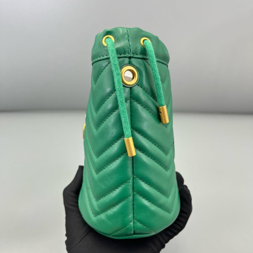 Gucci Matelasse Mini GG Marmont Bucket Bag Calfskin Green