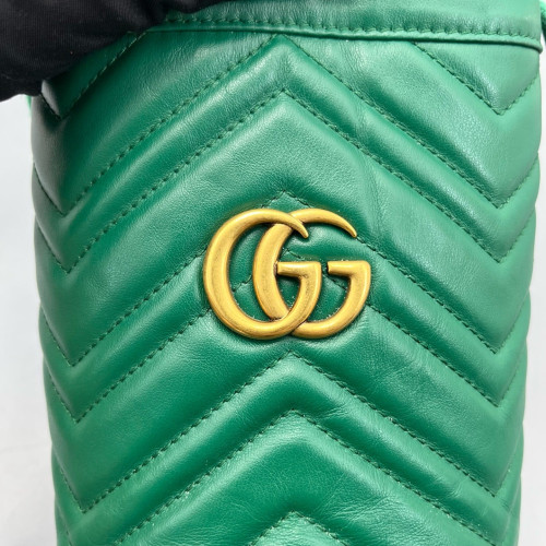 Gucci Matelasse Mini GG Marmont Bucket Bag Calfskin Green