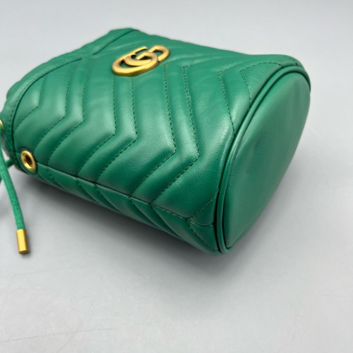 Gucci Matelasse Mini GG Marmont Bucket Bag Calfskin Green