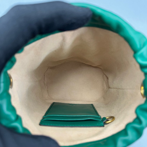 Gucci Matelasse Mini GG Marmont Bucket Bag Calfskin Green