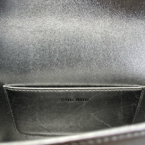 Miu Miu Wallet On Chain WOC Crumpled Lambskin Silver