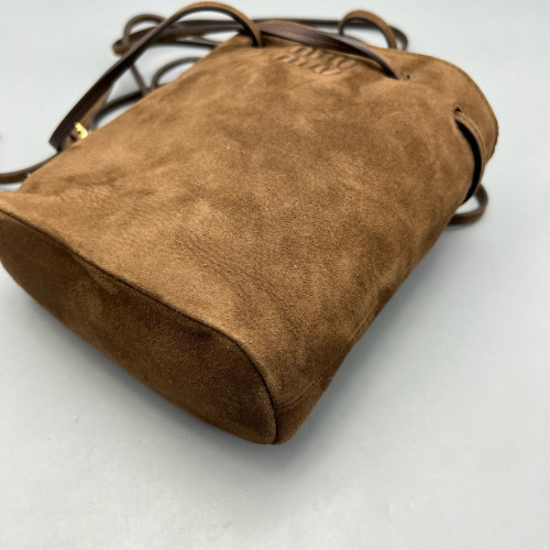 Miu Miu Bucket Suede Calfskin Brown