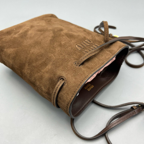 Miu Miu Bucket Suede Calfskin Brown