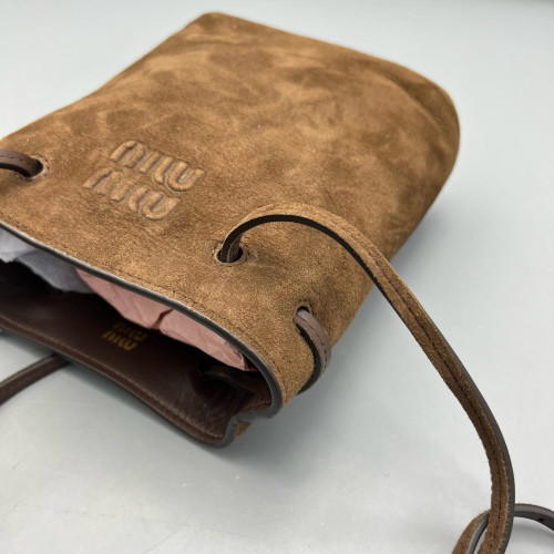 Miu Miu Bucket Suede Calfskin Brown