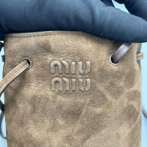 Miu Miu Bucket Suede Calfskin Brown