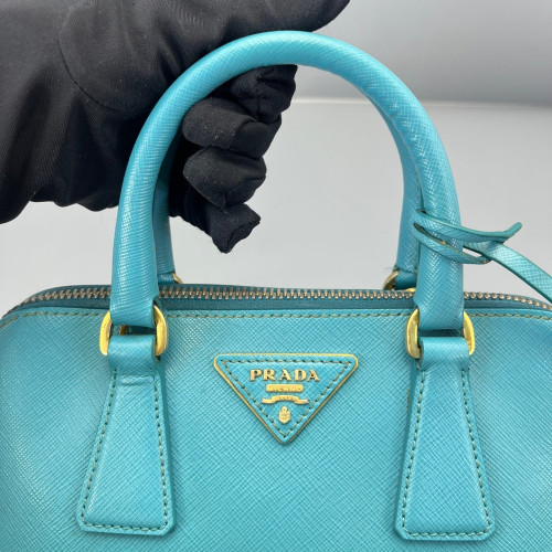 Prada Small Lux Open Promenade Saffiano Calfskin Blue