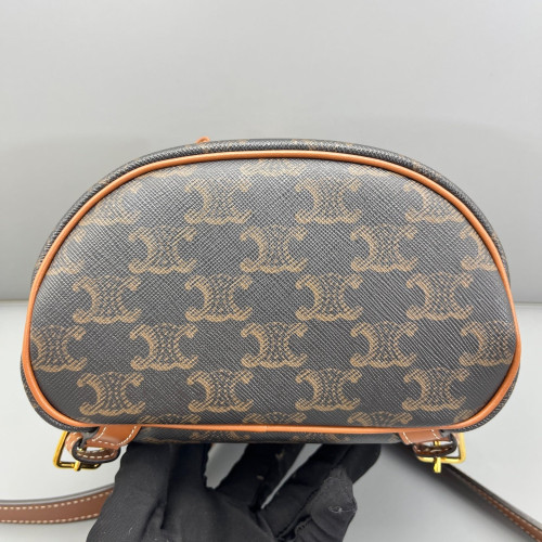 Celine Mini Folco Backpack Calfskin Triomphe Brown Dark Brown