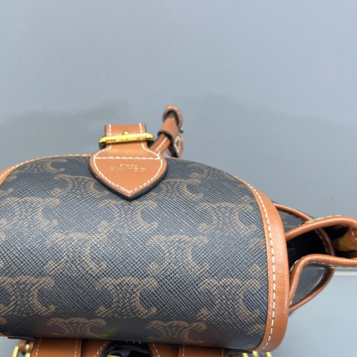 Celine Mini Folco Backpack Calfskin Triomphe Brown Dark Brown
