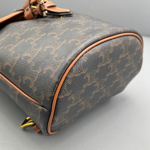 Celine Mini Folco Backpack Calfskin Triomphe Brown Dark Brown