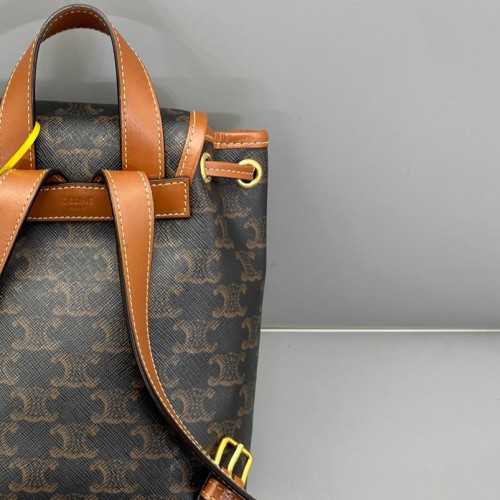 Celine Mini Folco Backpack Calfskin Triomphe Brown Dark Brown