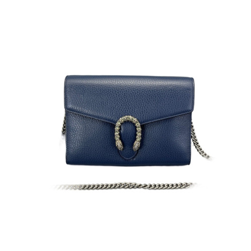 Gucci Mini Dionysus Chain Wallet Grained Calfskin Blue