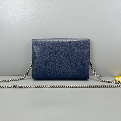 Gucci Mini Dionysus Chain Wallet Grained Calfskin Blue