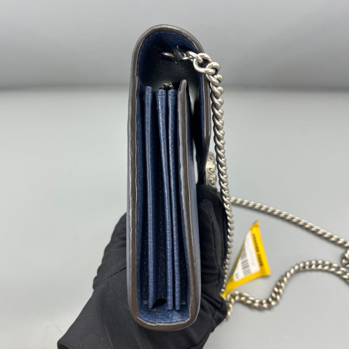 Gucci Mini Dionysus Chain Wallet Grained Calfskin Blue
