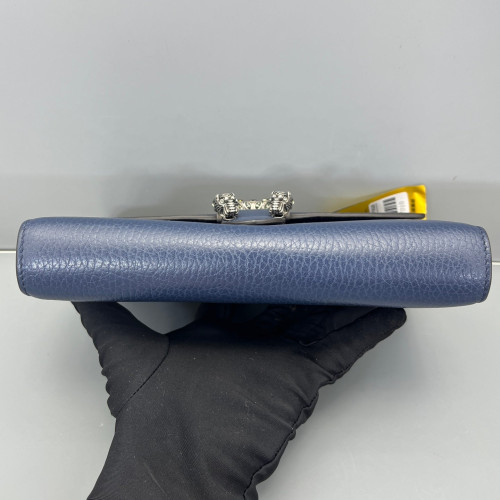 Gucci Mini Dionysus Chain Wallet Grained Calfskin Blue