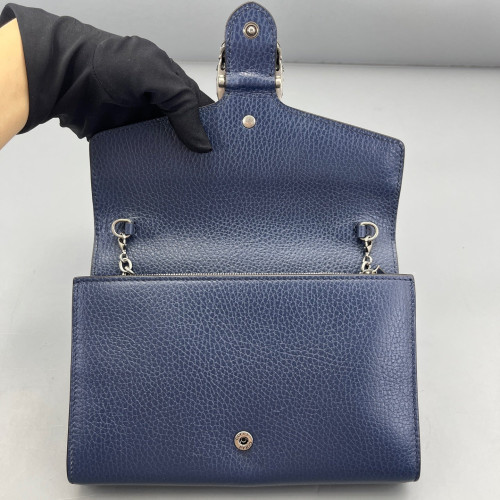 Gucci Mini Dionysus Chain Wallet Grained Calfskin Blue