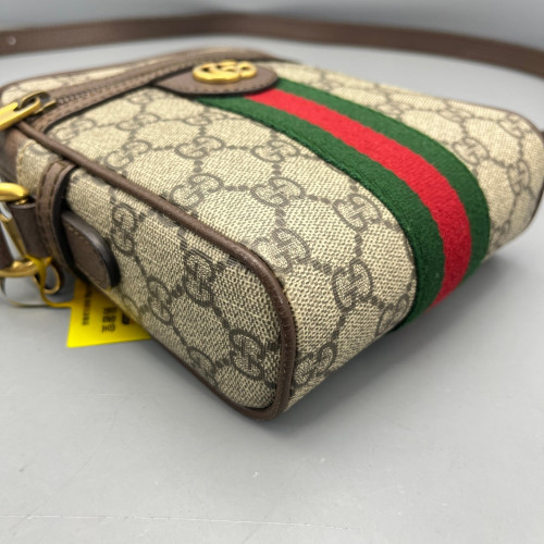 Gucci Web Ophidia North-South Camera Case GG Supreme Monogram Beige Ebony Beige Brown