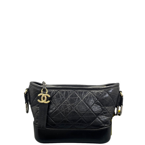 Chanel Quilted Small Gabrielle Hobo Calfskin Black