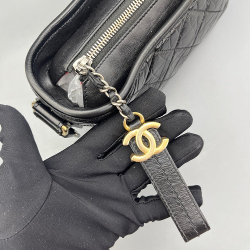 Chanel Quilted Small Gabrielle Hobo Calfskin Black
