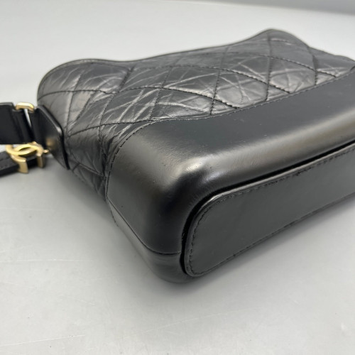 Chanel Quilted Small Gabrielle Hobo Calfskin Black