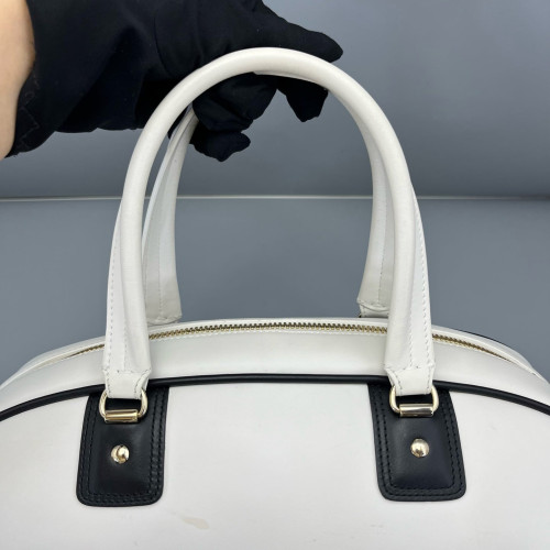 Dior Medium Dior Vibe Classic Bowling Bag Calfskin White Black