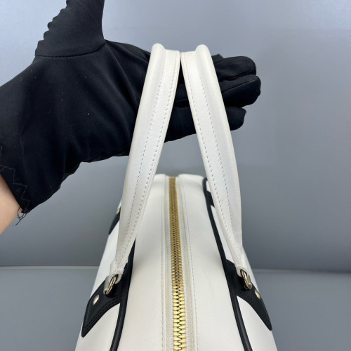 Dior Medium Dior Vibe Classic Bowling Bag Calfskin White Black