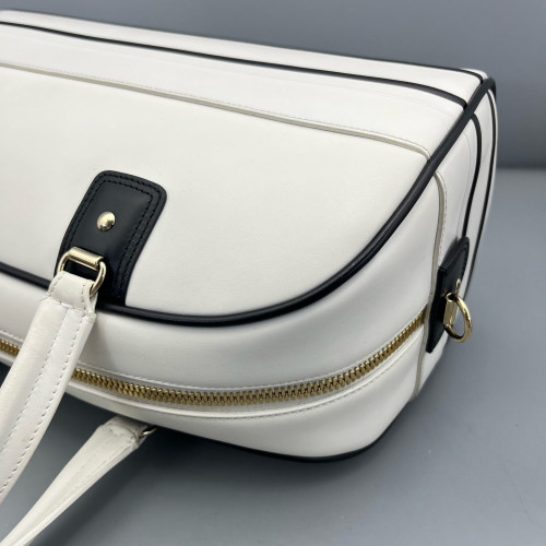 Dior Medium Dior Vibe Classic Bowling Bag Calfskin White Black