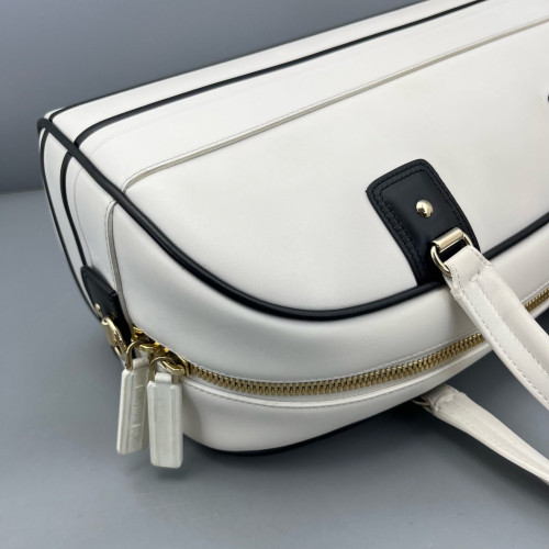 Dior Medium Dior Vibe Classic Bowling Bag Calfskin White Black