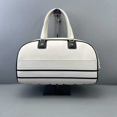 Dior Medium Dior Vibe Classic Bowling Bag Calfskin White Black