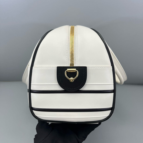 Dior Medium Dior Vibe Classic Bowling Bag Calfskin White Black