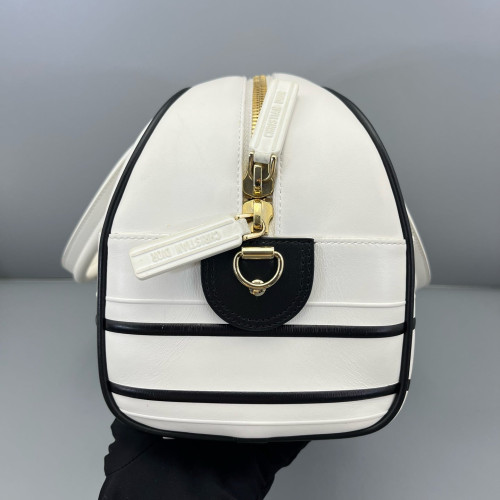 Dior Medium Dior Vibe Classic Bowling Bag Calfskin White Black
