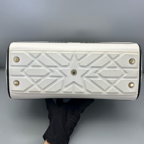 Dior Medium Dior Vibe Classic Bowling Bag Calfskin White Black