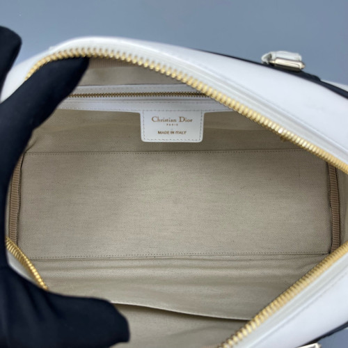 Dior Medium Dior Vibe Classic Bowling Bag Calfskin White Black