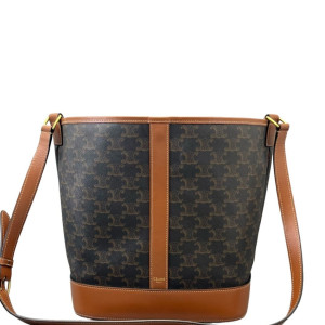 Celine Triomphe Bucket Bag Mediun Triomphe Tan Black